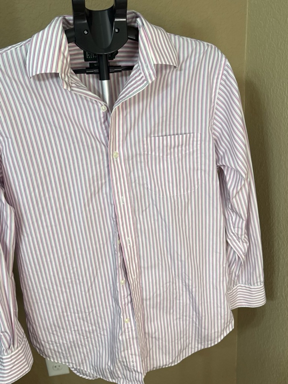 Ralph Lauren Pink and White Striped Button-Down Shirt